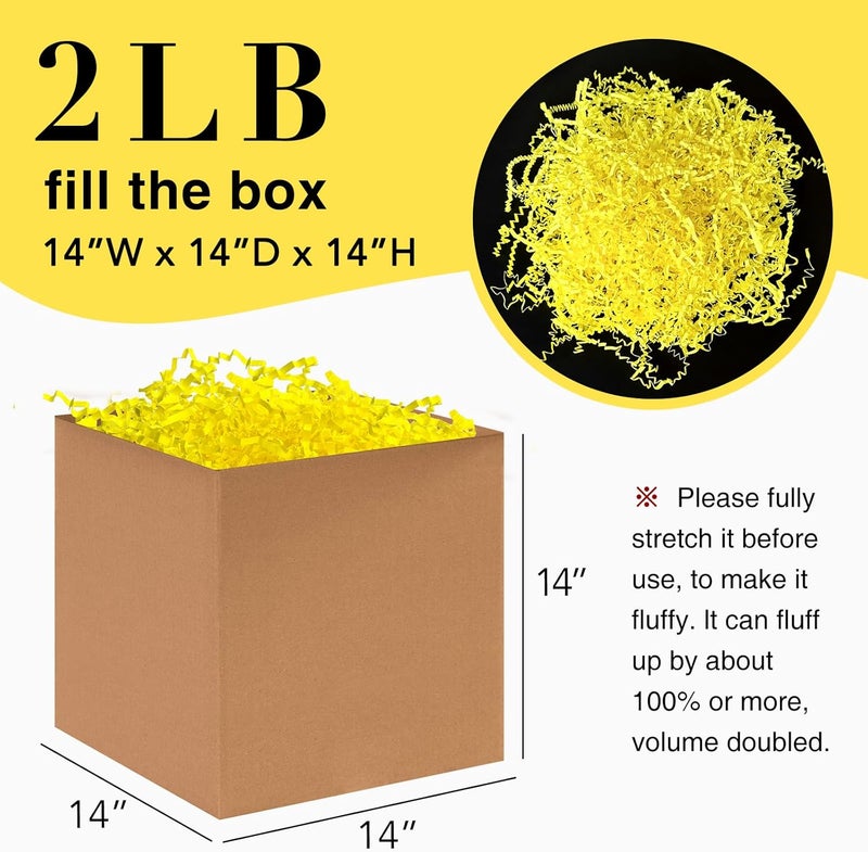 Corlcol 2LB Crinkle Paper Shred Filler for Bag Gift Box Basket Confetti Paper Shreded Stuffing Decorations(Yellow) - Image 2